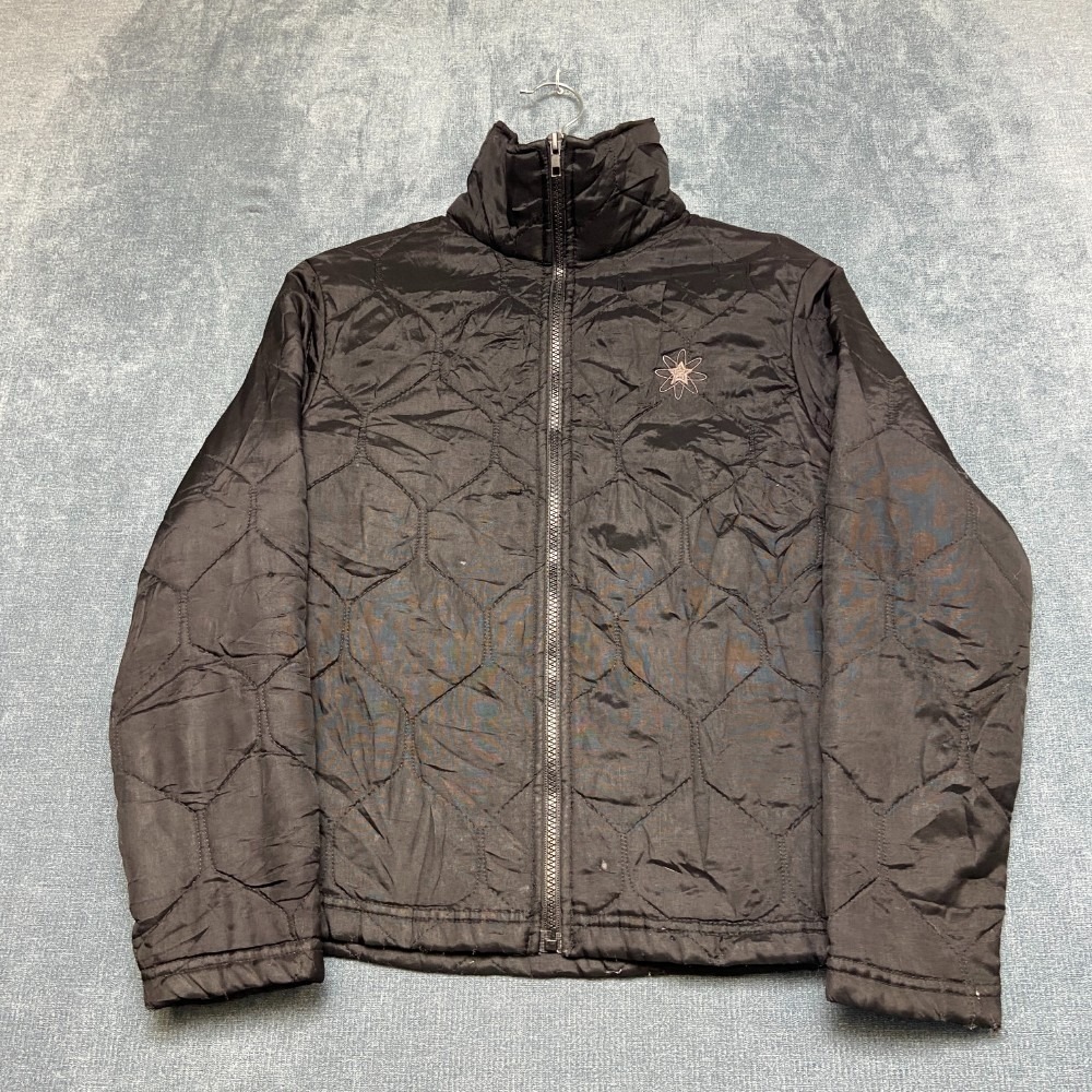 Ever Blue Puffer Jacket Mens Small Black Quilted Long Sleeve Full Zip Outdoor